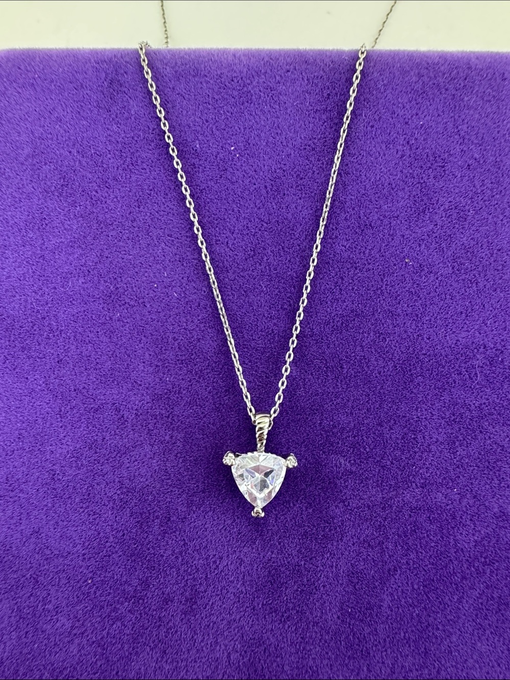 💛 Rhodium Plated Trillion-Cut CZ Necklace | Sparkly Elegance Minimalist Layering